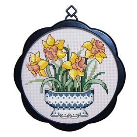 11CT Yellow Magnolia Cross Stitch Kit for Beginners Arts and Crafts Needlecrafts DIY Embroidery Kits, 6x6 inch