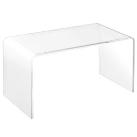 32" Clear Acrylic Coffee Table, 0.5In Thick C-Shape Waterfall End Coffee Table, Multipurpose Lucite Tea Table for Living Room