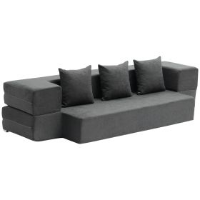 VEVOR Folding Sofa Bed, 3-in-1 Foldable Couch Bed with 3 Pillows and Washable Cover, 25D High Density Memory Foam Convertible Sleeper Chair Bed