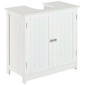 Under Sink Cabinet, Bathroom Vanity with 2 Doors & Shelf for Pedestal Sink, White