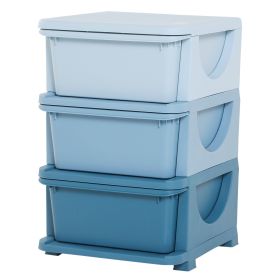 3 Tier Kids Toy Storage Organizer with Drawers, Blue, Chest for Bedroom, Kindergarten, Living Room, for Boys and Girls
