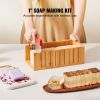 Soap Making Kit, Bamboo Cutting Box and Inner Box with Silicone Mold, Stainless Steel Straight Cutter and Wavy Cutter, 100 Bags and 105 Stickers