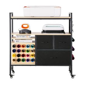 Rolling Craft Cart and Storage Table, Compatible with Cricut Machines, Crafting Table Organization Workstation
