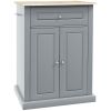 Gray Kitchen Cart, Rolling Island with Drawer, Adjustable Shelf & 2 Towel Racks