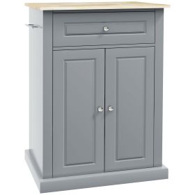Gray Kitchen Cart, Rolling Island with Drawer, Adjustable Shelf & 2 Towel Racks