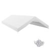 19.7' x 9.7' Carport Replacement Canopy UV Resistant Garage Car Cover with Ball Bungee Cords White