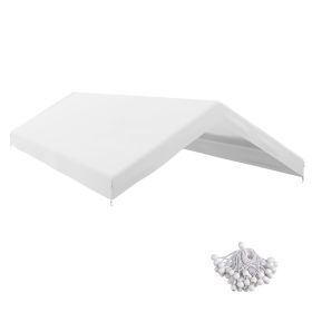 19.7' x 9.7' Carport Replacement Canopy UV Resistant Garage Car Cover with Ball Bungee Cords White