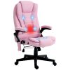 Linen Vibrating Massage Heated Office Chair High Back Reclining Padded Armrests Remote Pink