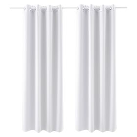 Blackout Curtains, White Blocking Drapes for Bedroom and Living Room, 2 Panels Set Grommet Room Darkening Curtain, Solid Thermal Insulated Drapes