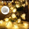 2Pcs 40 LEDs Rose Flower String Lights 10ft/3m Battery Operated Decorative Lights for Anniversary Valentine's Wedding Bedroom