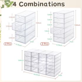 Acrylic Organizer with Drawers | 20 Drawers 4 Sets | Desk Organizer and Storage, Clear Makeup Organization