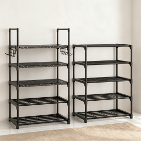 10 Tier Shoe Rack Narrow Shoe Shelf Tall Metal Shoe Storage Organizer for Entryway Closet, Freestanding Boot Rack with Hooks, Holds 20-24 Pairs