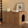 31.5" Walnut Cat Litter Box Enclosure Furniture, Large Decorative Hidden Litter Box Cabinet
