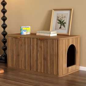 31.5" Walnut Cat Litter Box Enclosure Furniture, Large Decorative Hidden Litter Box Cabinet