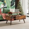Elevating Coffee Table And Coffee Table with Hidden Compartments on The Tabletop, Dining Table with Open Compartments, Suitable for Living Rooms