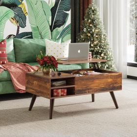 Elevating Coffee Table And Coffee Table with Hidden Compartments on The Tabletop, Dining Table with Open Compartments, Suitable for Living Rooms