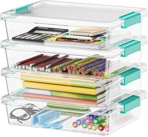 6 Qt Plastic Storage Bins with Lids, Clear Sensory Bin Craft Organizers and Storage, Stackable Art Containers for Home, Office and School Supplies