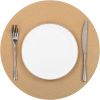 15 inch Round Braided Placemats Set of 6 Cotton Polyester Heat Resistant Round Table Mats Washable Place Mats for Dinner Party Table Decoration (Camel
