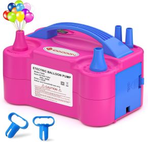 Electric Balloon Pump, Portable Electric Balloon Blower Machine Balloon Air Pump Dual Nozzle Rose Red 110V 600W Balloon Inflator for Party Decorations