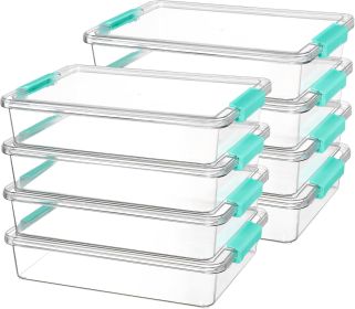6 Qt Plastic Storage Bins with Lids, Clear Sensory Bins, Arts Crafts Organizers and Storage, Stackable Containers for Home Office and School Supplies