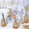 Glass Bud Vase Set of 5, Small Amber Flower Vases for Centerpieces in Bulk, Mini Vintage Vase for Wedding Decor, Single Flowers, and Home Table Décor
