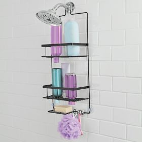 Premium Matte Black Hanging Shower Caddy with 2 Shelves and Soap Tray