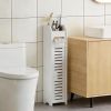 Small Bathroom Storage Cabinet, Freestanding Toilet Paper Storage with Door and Shelves, Corner Floor Cabinet