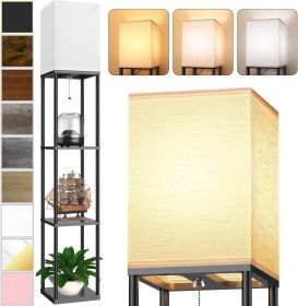 Floor Lamp with Shelves for Living Room, Shelf Floor Lamp with 3 CCT LED Bulb
