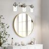 Bathroom Light Fixtures, 3-Light Brushed Nickel Bathroom Lighting Fixtures Over Mirror with Clear Glass Shade