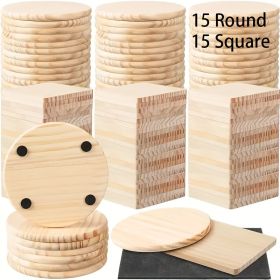 30pcs Unfinished Wood Coaster for Crafts