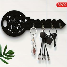 8pcs [Vintage Wooden Key Hook] Welcome Home Wall Decoration Hook for Farmhouse Country Home, Halloween, Thanksgiving, Christmas, Home Decor