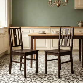 Set of 2  Kitchen Chairs with Slatted Curved Backrest for Dining Room Furniture