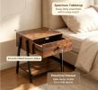 Industrial Style Nightstand with Drawer Adjustable Foot Pads for Bedroom Furniture Side Table with Storage