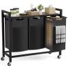 Laundry Sorter Cart with Wheels, Large Capacity Rolling Laundry Hamper with Removable Bags, Heavy Duty Clothes Organizer for Laundry Room, Bathroom