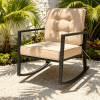 Outdoor Patio Rattan Rocker Glider Rocking Chair Cushion Lawn Furniture Set - Comfortable Seating for Backyards And Gardens
