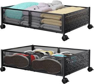 Under Bed Storage Containers with Wheels, Under Bed Shoe Storage Organizer Drawer