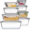 8 Pack Glass Food Storage Containers with Airtight Lids, Glass Meal Prep Containers, Lunch Office Meal for Microwave, Oven, Freezer and Dishwasher