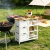 White Rolling Kitchen Cart Island with Wood Top Shelves And Drawers for Dining Area Home Decor And Furniture Kitchen Islands