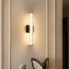 19.7'' Black Bathroom Wall Sconce Set of 2, Modern Single Sconce Wall Lighting, Upgrated K9 Crystal Bronze Wall Light, Bedroom Vanity Sconce