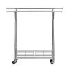 Clothes Rack, Rolling Clothing Garment Rack with 2 Hanging Rods and Storage Basket, 330 lbs Load Capacity