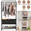 3 Tiered Portable Clothing Rack For Bedroom Entryway Double Hanging Rods Sturdy Iron Garment Rack With Double Height Rods Adjustable Storage Bag Locka