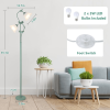 Flower Floor Lamp for Living Room, Vintage Floor Lamp with 2 LED 5W Blubs, Foot Switch, Green Standing Lamp with Acrylic Shade