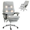 Massage Office Chair with 6-Point Vibration, Pet-Friendly Faux Leather Ergonomic Executive Desk Chair, Light Gray