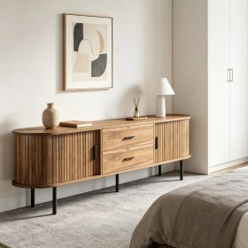 Modern 70" TV Stand with Storage And Sliding Tambour Door Media Console for Living Room Furniture
