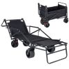 2-in-1 Outdoor Cart Folding Wagon Carts, Convertible Beach Chair with All-Terrain Wheels, 650lb Capacityfor Shopping Beach Camping Sports Garden