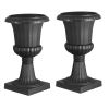 Plastic Urn Planters, 15.8 x 26.4 Inch, 2 Pack Black Classic Flower Pots Front Porch Planters, Indoor & Outdoor Vase for Wedding, Party, Event, Home