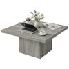 Square Coffee Table, Center Table with 1.6" Thick Tabletop, Gray Wood Grain