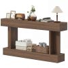 63 Inch Long Console Table, Vintage Narrow Entryway Table with Storage Shelf for Living Room and Hallway, Brown