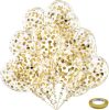 Gold Confetti Latex Party Balloons - 60 Pack 12 inch Helium Gold Confetti Balloons with Golden Paper Confetti Dots for Wedding Graduation Bridal Showe