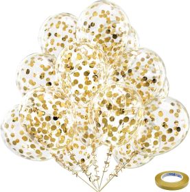 Gold Confetti Latex Party Balloons - 60 Pack 12 inch Helium Gold Confetti Balloons with Golden Paper Confetti Dots for Wedding Graduation Bridal Showe